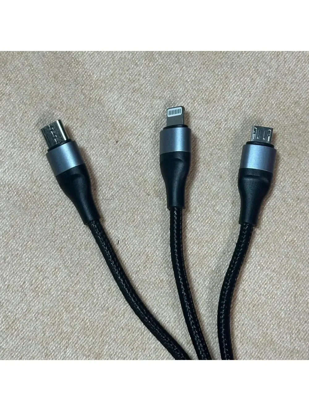 3-in-1 Multi Charging Cable USB-C Micro USB Black Brand New